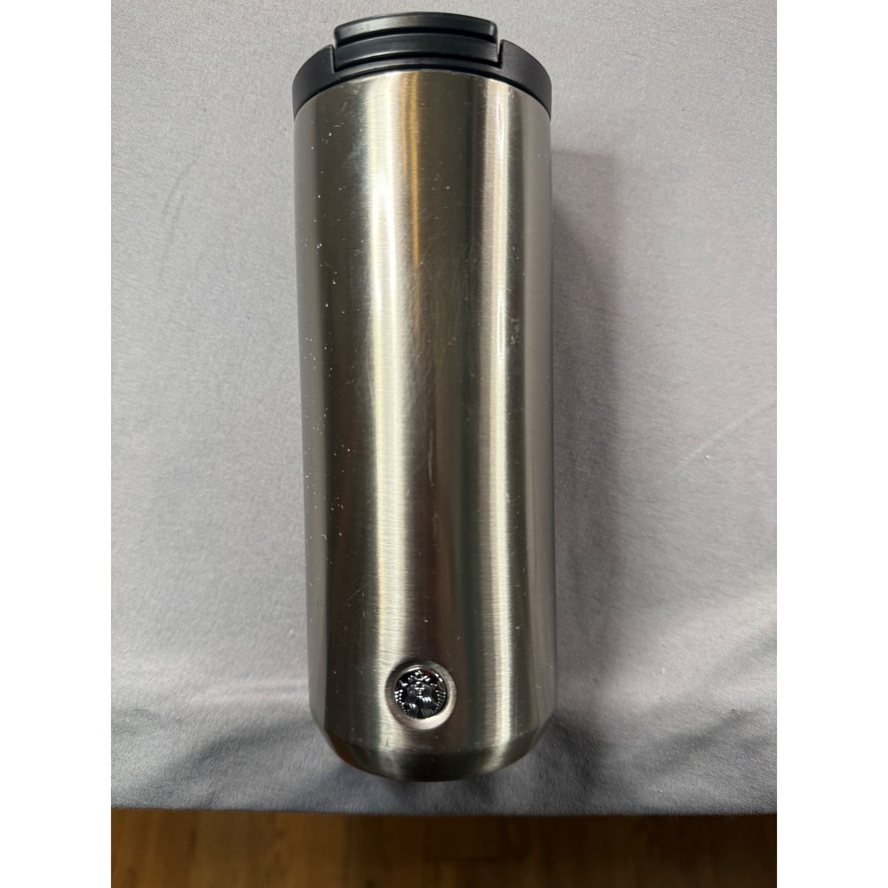 Starbucks Silver Stainless Steel Travel Tumbler 12oz Siren Logo Flip Top Lid